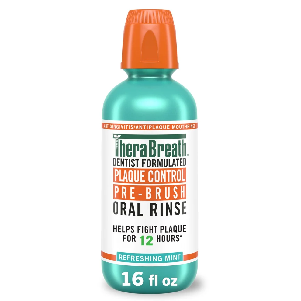 TheraBreath Plaque Control Pre-Brush Oral Rinse Mouthwash – Refreshing Mint